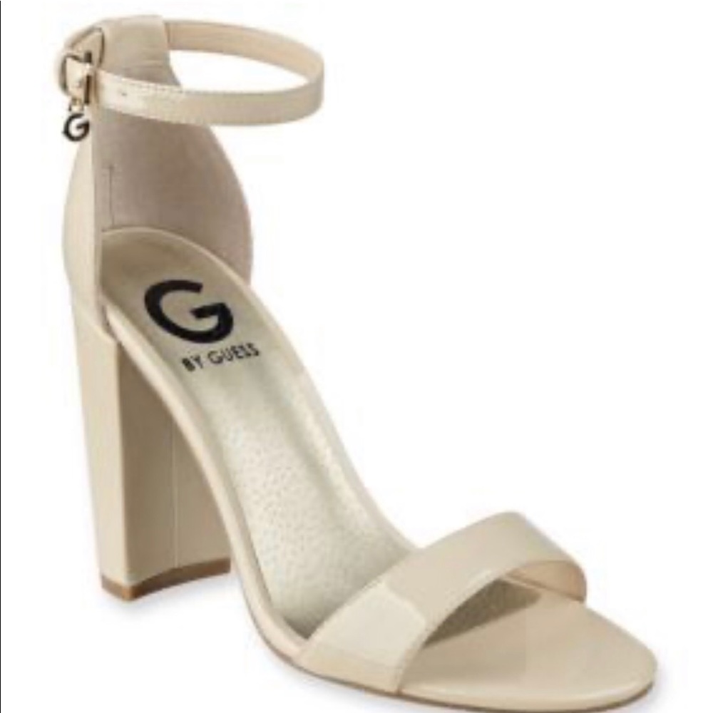 G by Guess Nude Block Heel Sandals Sz 9
